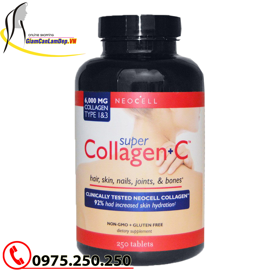 Viên Uống Super Collagen+ C 6000mg 250 Viên NeoCell của Mỹ - Viên Uống Chống Lão Hóa - Đẹp Da