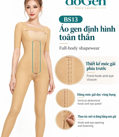 BS13 màu da với các hình chi tiết nẹp và thao tác móc gài phía trước