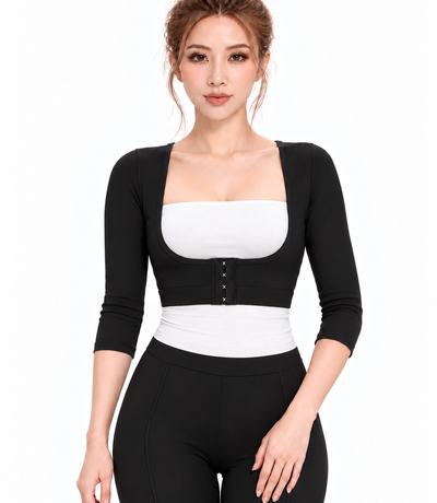 Áo gen tay lưng PL03 Casvico màu đen – Móc cài trước