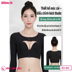 Áo gen bắp tay khoét ngực kết hợp viền ren mềm mại nâng đỡ bầu ngực hiệu quả.