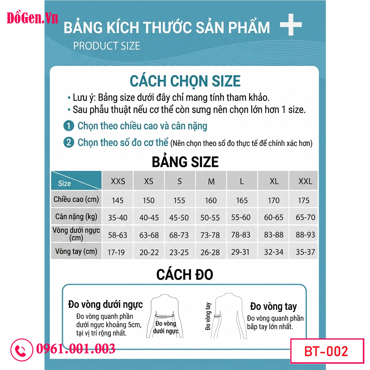 bảng kích thước Áo Gen Định Hình Bắp Tay, Nách, Lưng Sau Hút Mỡ Chuẩn Y Khoa bảng kích thước Áo Gen Định Hình Bắp Tay, Nách, Lưng Sau Hút Mỡ Chuẩn Y Khoa