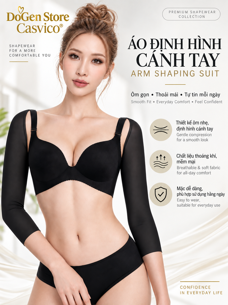 Gen cánh tay PL04 Casvico màu đen – Thiết kế và chọn size