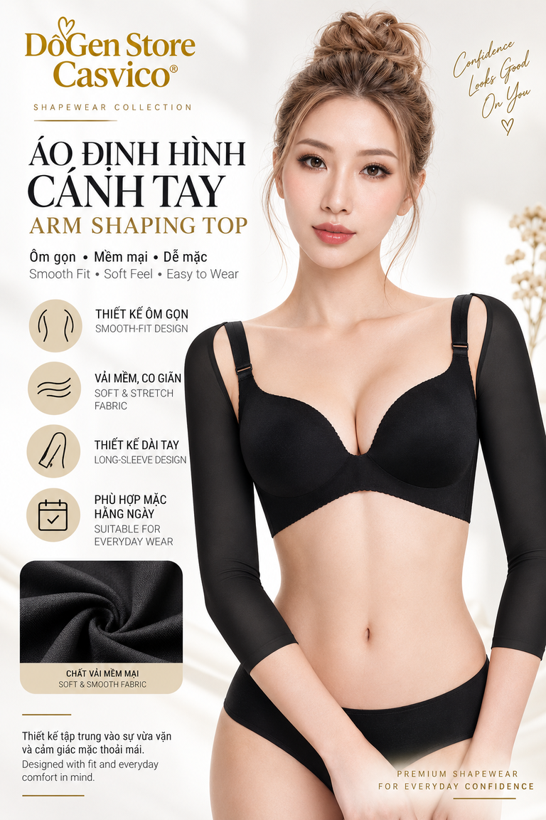 Poster người mẫu mặc gen tay đen, một tay gần vai, cạnh ảnh cận vai và vải