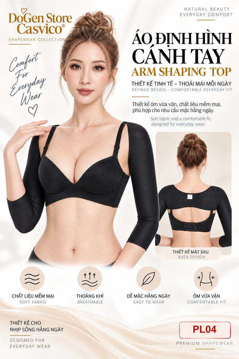 Poster người mẫu mặc gen tay màu đen với ảnh mặt trước và ảnh lưng trên