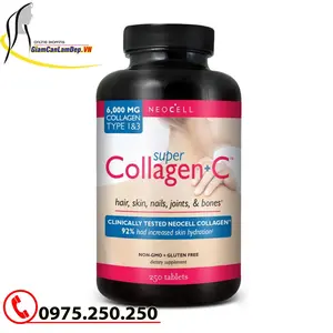Viên Uống Super Collagen+ C 6000mg 250 Viên NeoCell của Mỹ - Viên Uống Chống Lão Hóa - Đẹp Da