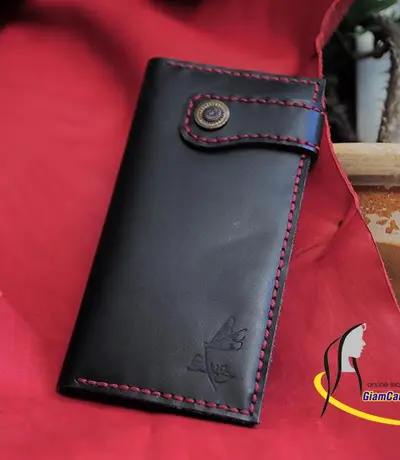 Ví Da Nữ Cầm Tay Handmade Olug Nút Bấm Làm Từ Da Thật Mã SP 895