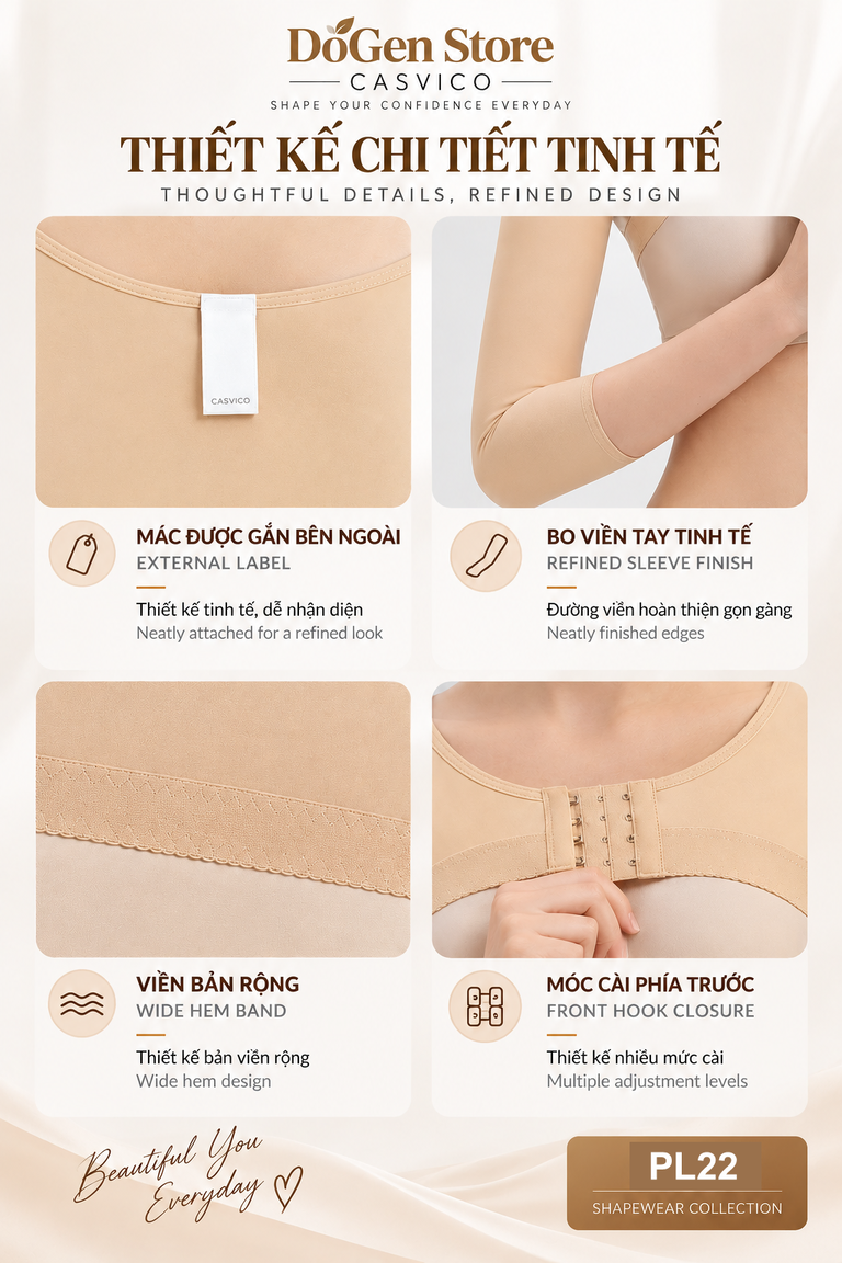 Bốn hình cận nhãn ngoài, bo tay, viền và móc gài của áo màu da