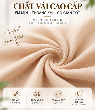 Vải màu da được xếp thành các nếp cuộn trong poster giới thiệu chất vải
