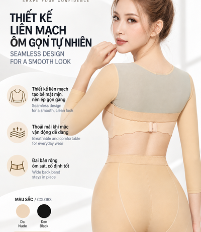 Góc lưng áo gen màu da và quần phối cùng, kèm hình màu da, đen