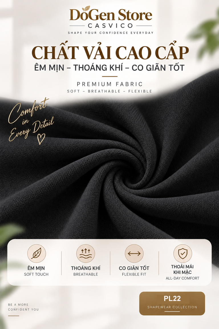Vải màu đen được xếp thành các nếp cuộn trong poster giới thiệu chất vải