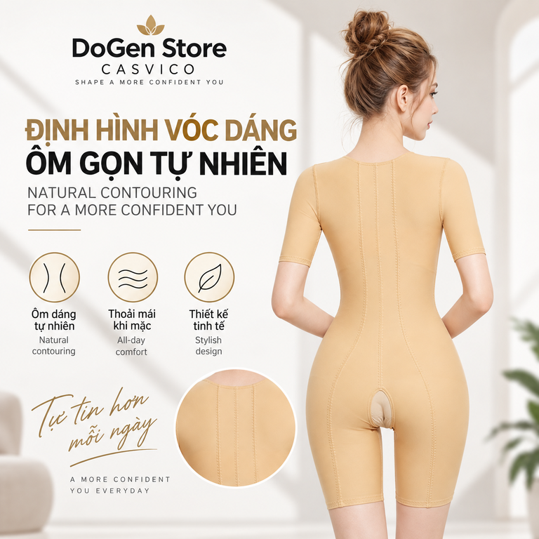 Mặt sau bộ gen màu da với đường may giữa lưng