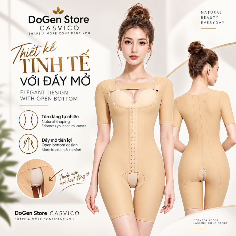Bộ gen màu da nhìn từ trước và sau, kèm chi tiết đáy mở