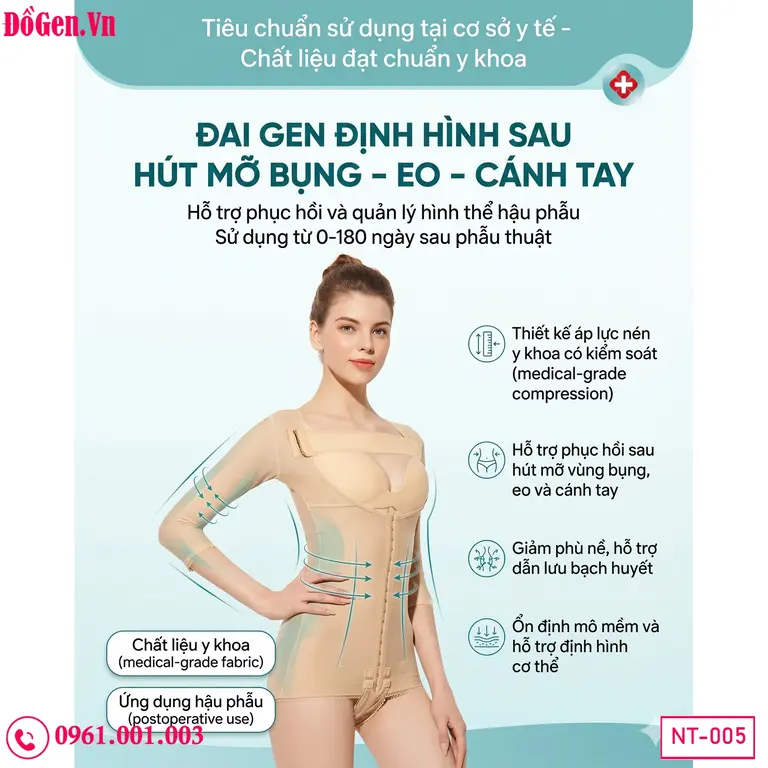 Gen body nâng đỡ bụng eo tay sau phẫu thuật