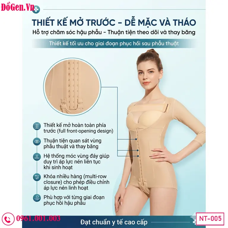 Đai nịt bụng định hình có tay giúp ôm sát cơ thể
