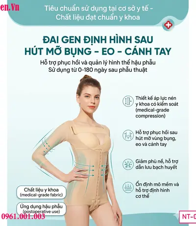 Gen body nâng đỡ bụng eo tay sau phẫu thuật
