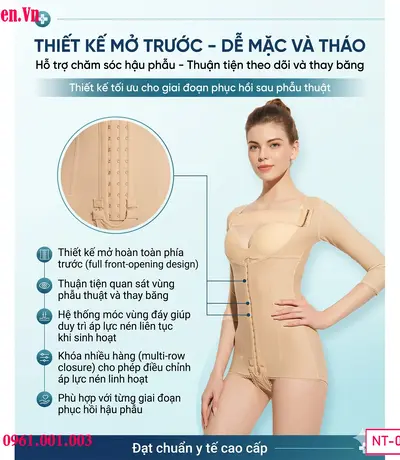 Đai nịt bụng định hình có tay giúp ôm sát cơ thể