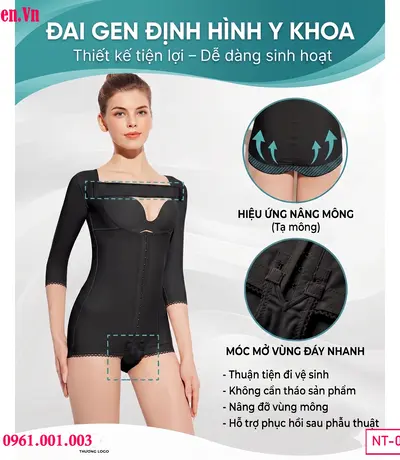Đai nịt bụng sau phẫu thuật thẩm mỹ có tay giúp định hình toàn diện