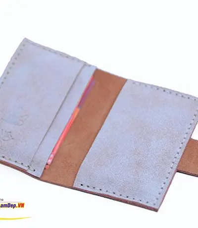 Ví Da Đựng Name Card 3 Ngăn Có Nút Bấm Handmade Olug Mã SP 878