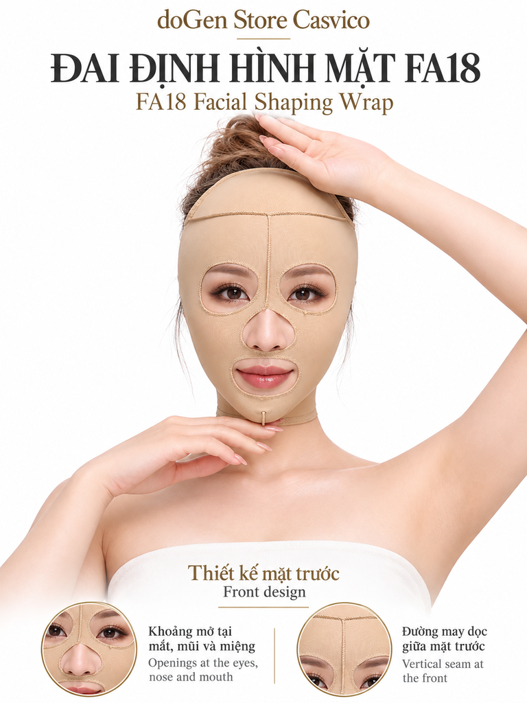 Mặt trước đai FA18 màu da và chi tiết đường may