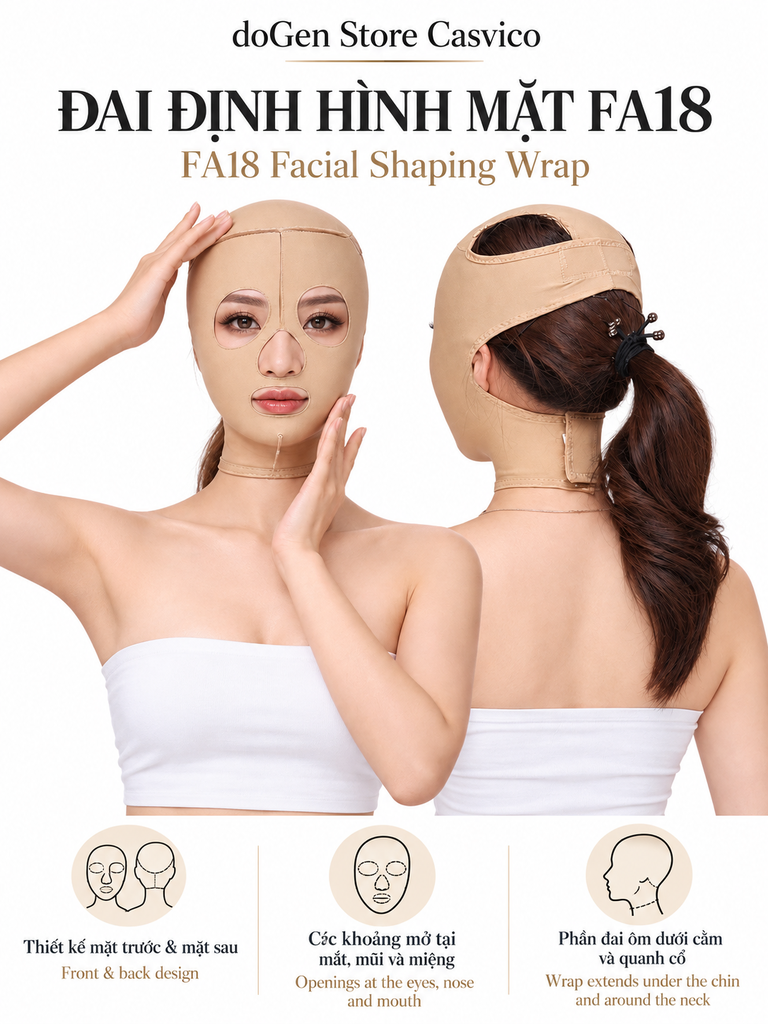 Tổng quan mặt trước và mặt sau đai FA18 màu da