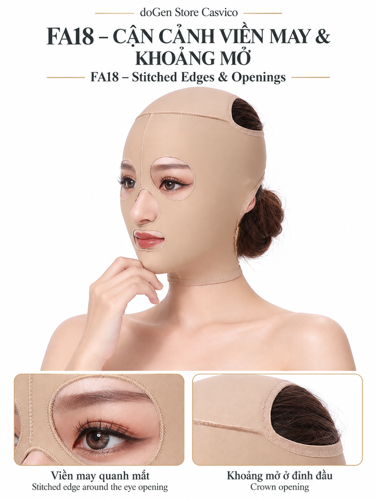 Viền may quanh mắt và khoảng mở trên đỉnh đầu của FA18