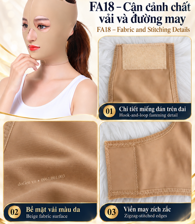 Cận cảnh bề mặt vải, miếng dán và đường may FA18 màu da