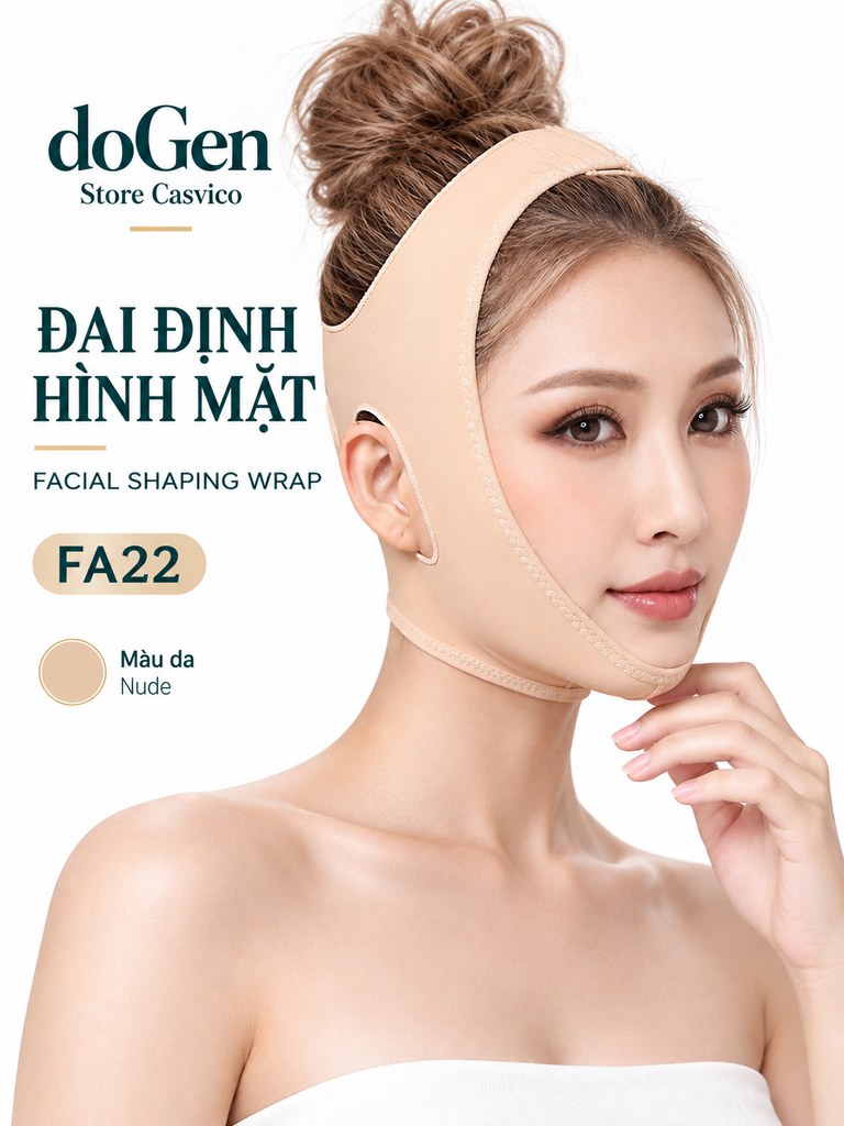 Chân dung người mẫu đeo đai định hình mặt FA22 màu da