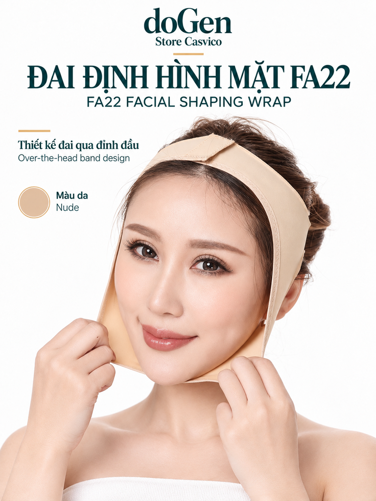 Người mẫu đeo FA22 màu da nhìn chính diện, hai tay cầm nhẹ hai bên đai