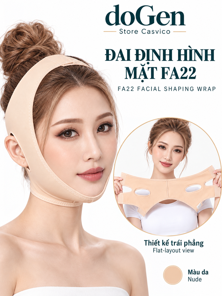 Người mẫu đeo FA22 màu da, kèm hình đai được mở và giữ trải ngang