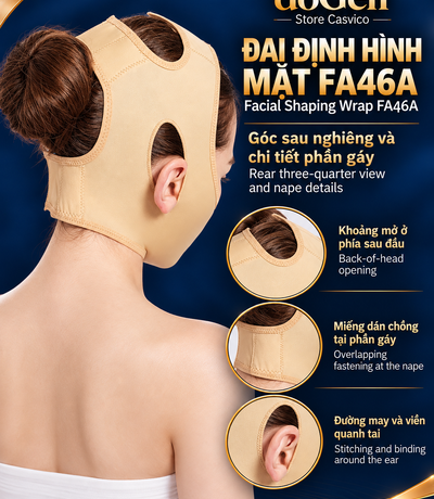 Góc sau đai FA46A màu da với khoảng mở sau đầu và miếng dán sau cổ