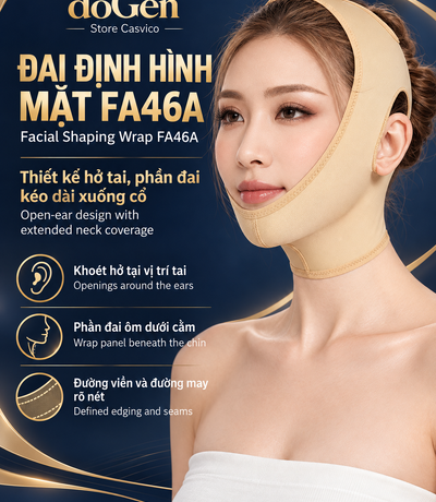 Người mẫu đeo đai FA46A màu da với thiết kế hở tai và phần đai xuống cổ