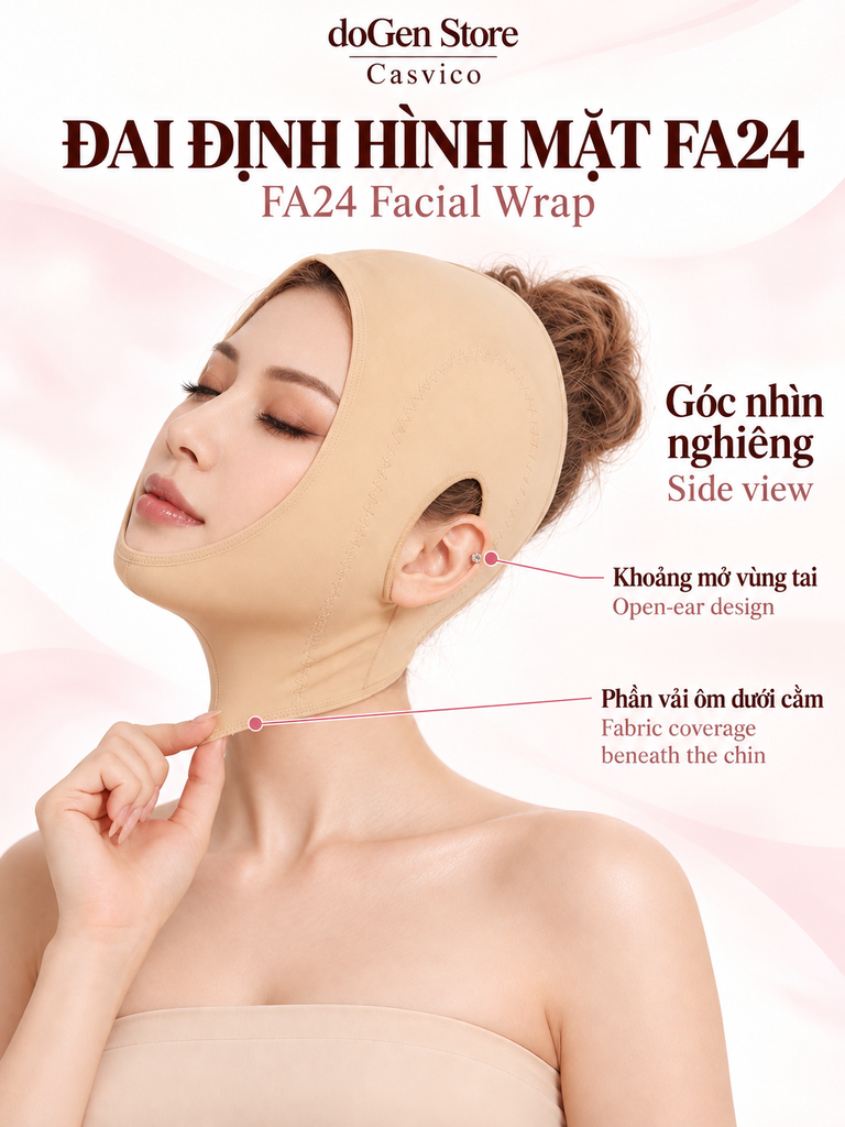 Người mẫu đeo đai FA24 màu da nhìn từ góc nghiêng