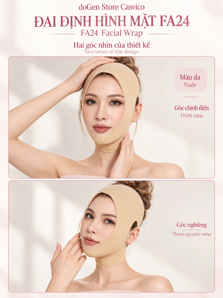 Đai FA24 màu da trên người mẫu ở hai góc nhìn