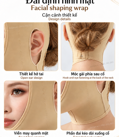 Bốn hình cận cảnh vùng tai, sau cổ, viền mặt và phần cổ đai FA24