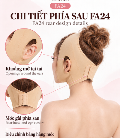 Minh họa mặt sau đai FA24 với vùng tai mở và cụm móc gài