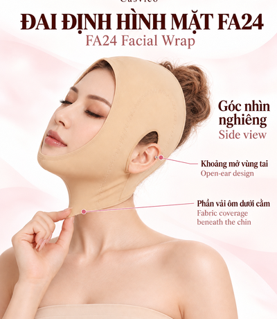 Người mẫu đeo đai FA24 màu da nhìn từ góc nghiêng