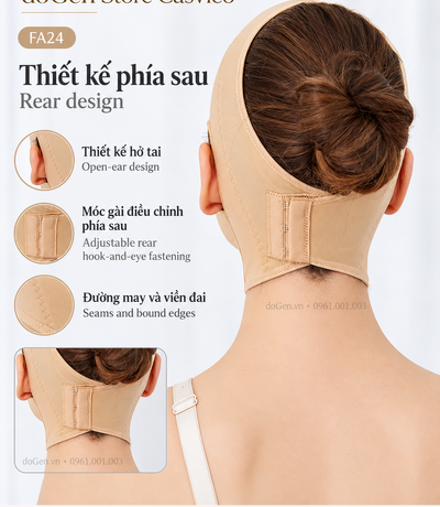 Góc sau đai FA24 màu da với hình phóng to cụm móc gài