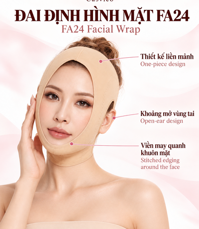 Poster FA24 chú thích thân đai, khoảng mở tai và viền quanh mặt