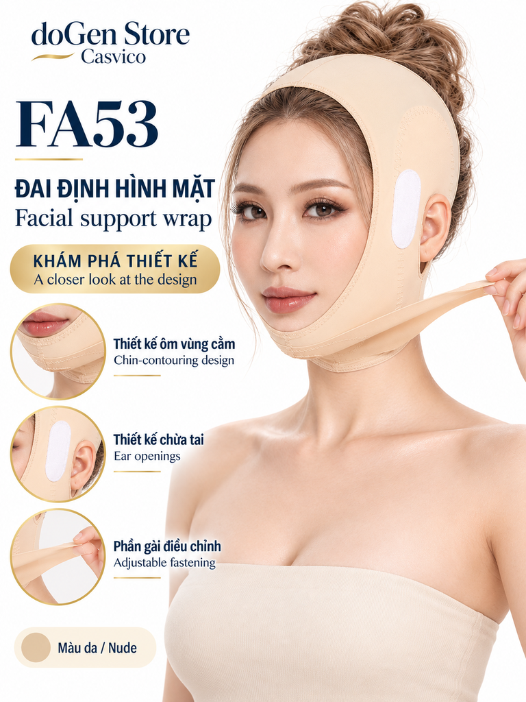 Một đầu dây cằm FA53 màu da được kéo sang bên