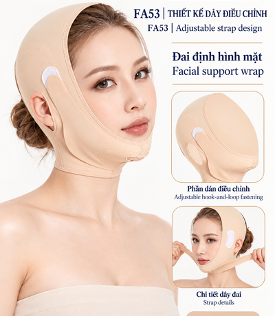 Hình giới thiệu dây vùng cằm và miếng dán bên đầu của FA53 màu da