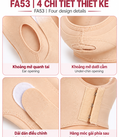 Các khung hình chi tiết tai, cằm, miếng dán và móc sau của FA53