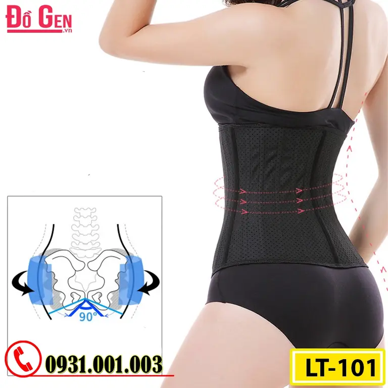 Gen Nịt Bụng Cao Su Non Latex 25 Xương Thép 30cm - Định Hình Vòng Eo Thon Gọn Sau Hút Mỡ (Cod: LT-101)