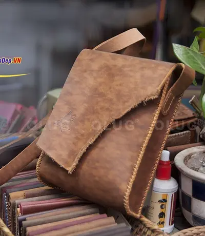 Túi Xách Da Thật Đeo Chéo Handmade Olug Mã SP 989