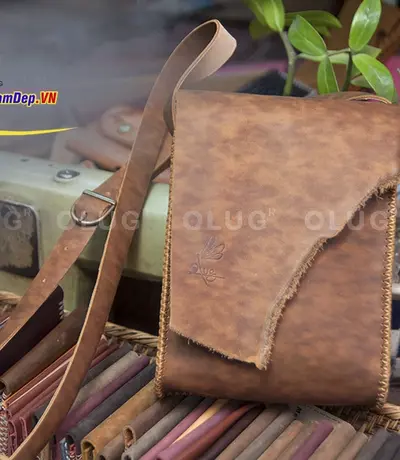 Túi Xách Da Thật Đeo Chéo Handmade Olug Mã SP 989