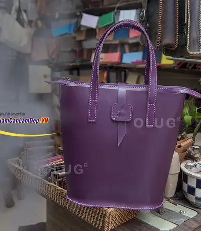 Giỏ Xách Da Thật Mẹ Bồng Con Handmade Olug Mã SP 974